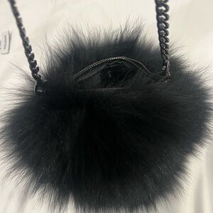 unique black fur evening bag